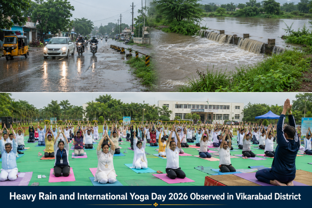Heavy Rainfall and International Yoga Day 2026 in Vikarabad District